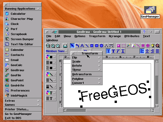 Screenshot showing a typical GEOS desktop